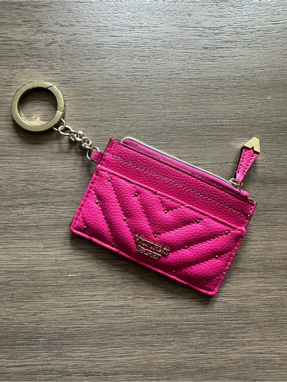 Victoria's Secret Fuchsia Quilted Cardholder Key Ring